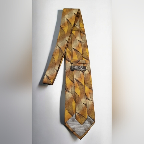 Men's 100% Silk Necktie Designer Gold/Olive Emilio Ponti Gifts For Men - Picture 2 of 7